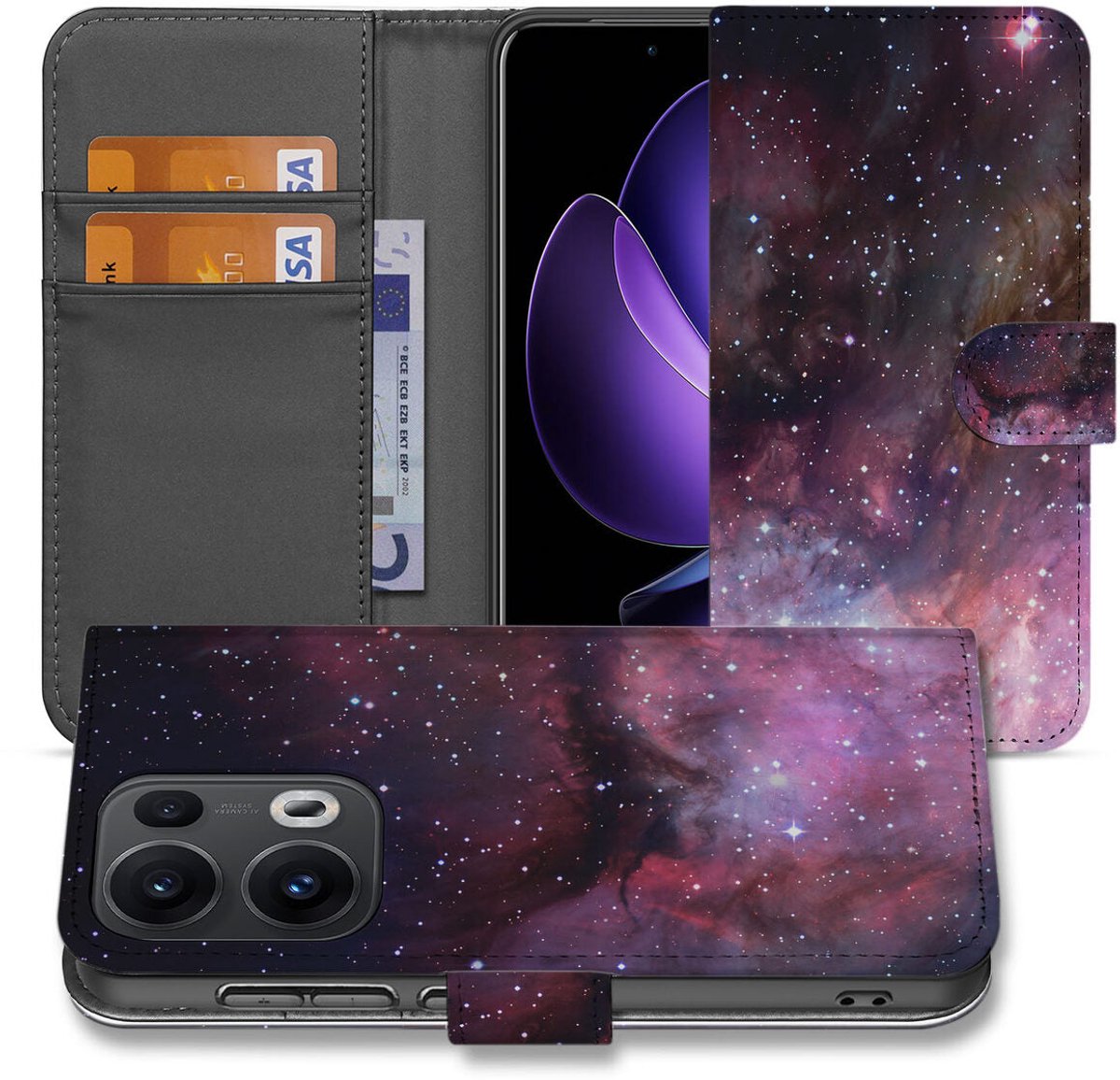 OPPO Reno 13 Pro Book Case ‘Galaxy’ – Stijlvol en Beschermend Telefoonhoesje