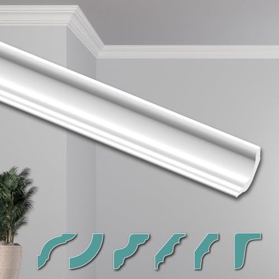 Polyurethaan - LED sierlijst voor indirecte verlichting, KF505 (142 x 25 mm), lengte 2 m | Plinten Decor.nl