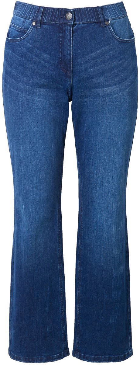 Ulla Popken - Dames - Jeans Mandy wijde rechte pijpen comfortabele tailleband - Blauw denim - Maat 42