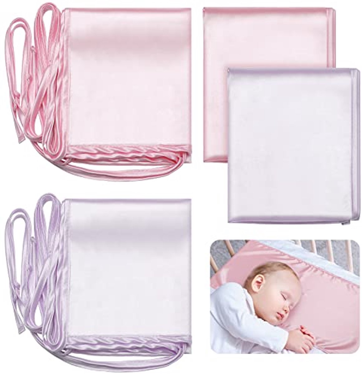 Image of 2 Stuks Satijnen Wieglaken voor Babyhaar - Zacht en Comfortabel