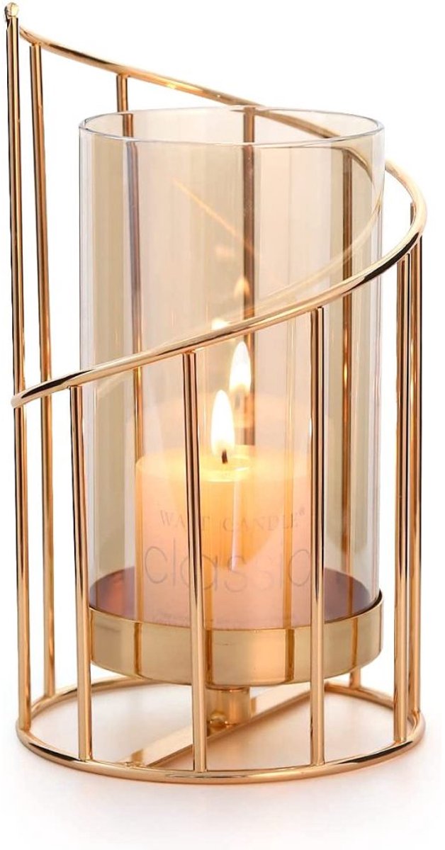 CatCatty-Gouden-Kaarsenhouder-Kaarsenstandaard-Pijlerkaarsen-Teelichthouder-Glas-Kreatief-Design-Geometrisch-Party-Woonkamer-Tafel