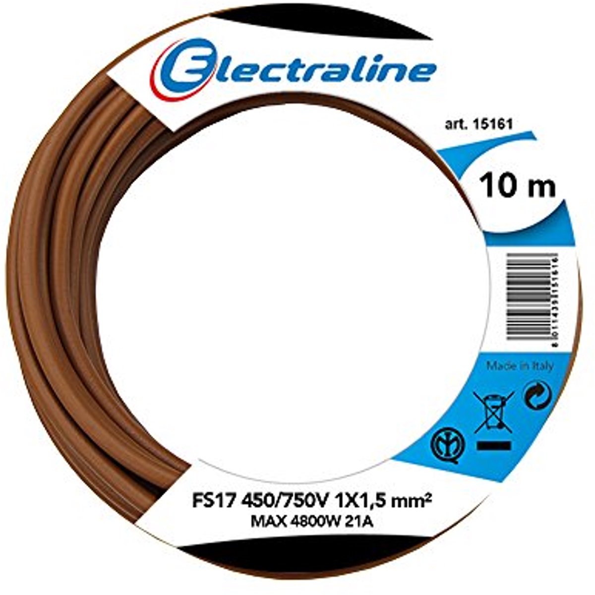Aderleiding FS17 1x1,5 mm² Bruin 10 m - Kwalitatieve Kabel voor Huis en Tuin