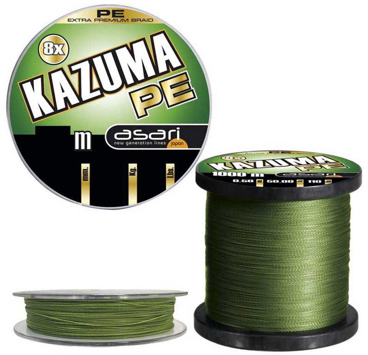 Asari Kazuma 8x Gevlochten Vislijn 150 M Groen 0.200 mm