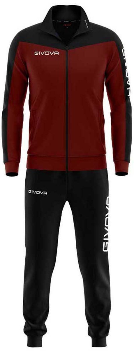 GIVOVA Roma trainingspak in rood en zwart, met rits en logo, maat 3XL voor mannen, ideaal voor sport en comfort.