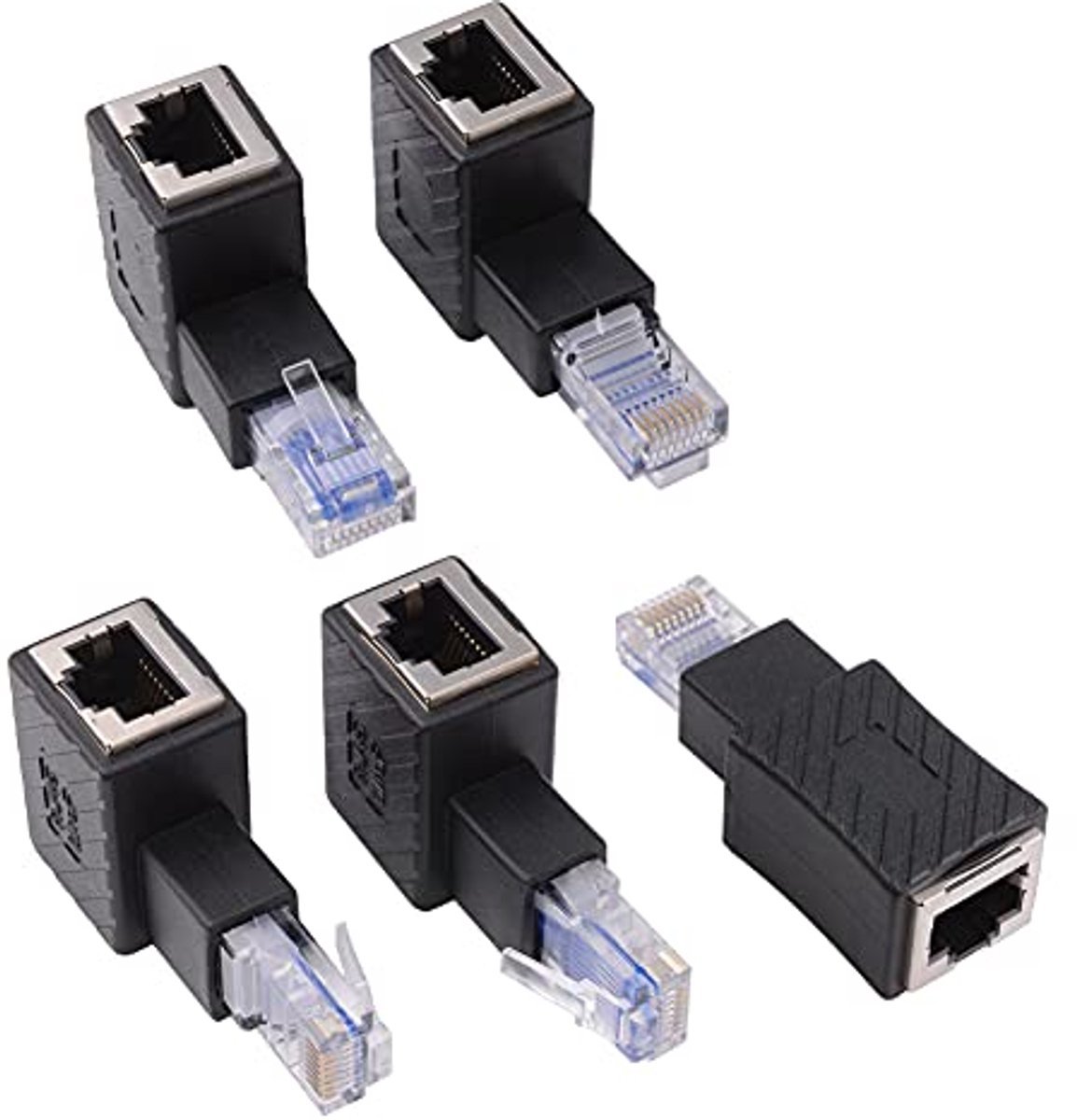 Ethernet-adapters 90 graden - Set van 5 RJ45-stekkers voor netwerkverbindingen