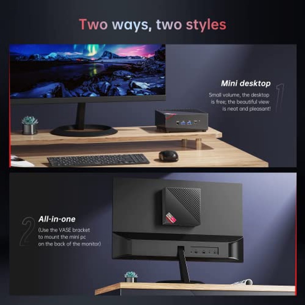 Mini-pc met AMD Ryzen 7, 16 GB RAM en 512 GB SSD voor Kantoor en Studio