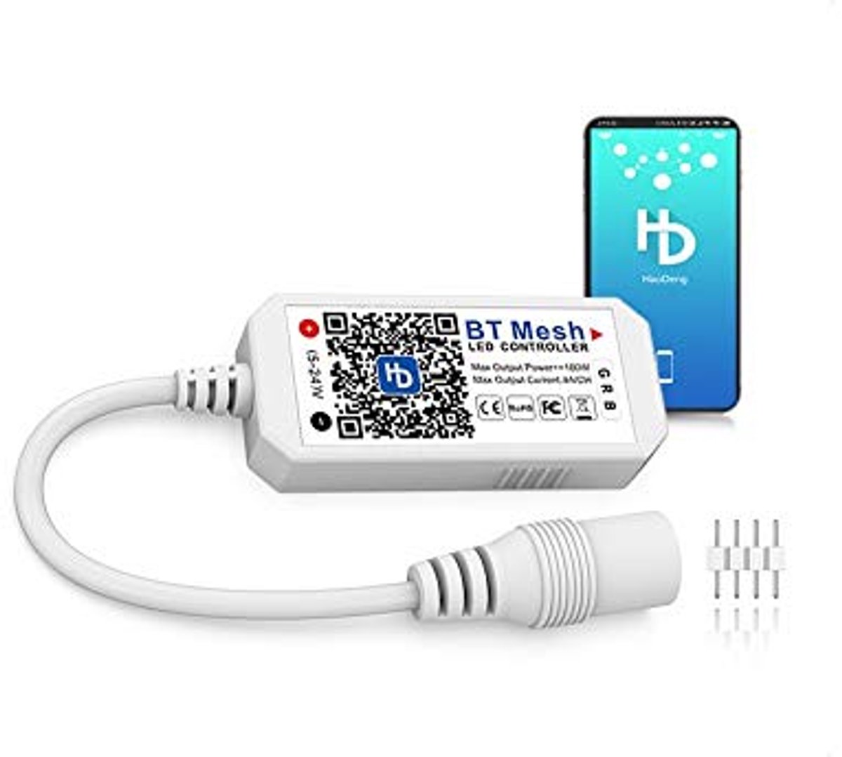 Bluetooth RGB LED-controller voor Android/iOS, dimmer voor LED-strips en lichtkettingen, 16 miljoen kleuren, geluid geactiveerd