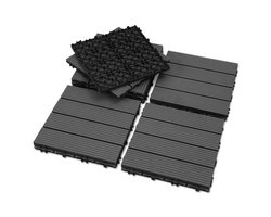 Terrastegels 30x30cm 44 stuks 4m² WPC Tegels Balkon Terras of Vlonder Snelle Montage Vlondertegel Tuintegels Terrasplanken Balkon vloer Kliktegels Buiten tegels Donkergrijs