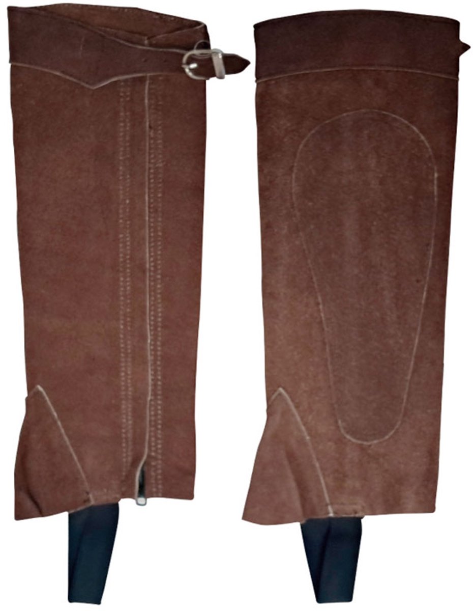 Marjoman Distribucion Suède Halve Chaps Met Rits En Klittenband S Bruin