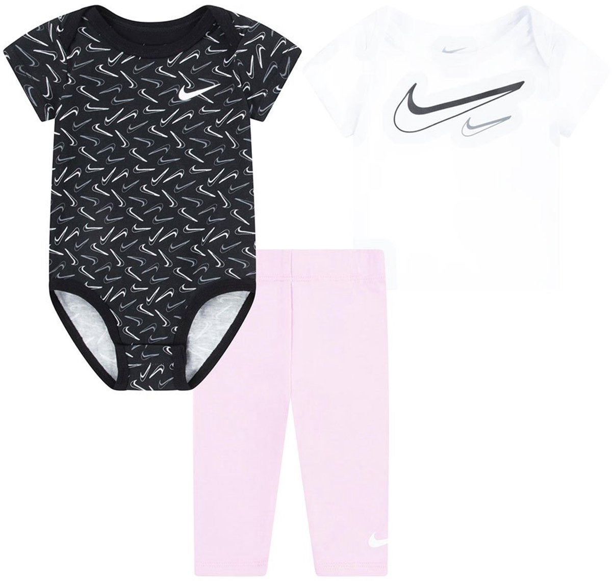 Nike Kids Set Swoosh Logo Set 3 Eenheden Veelkleurig 6 Months Meisjes Zwart