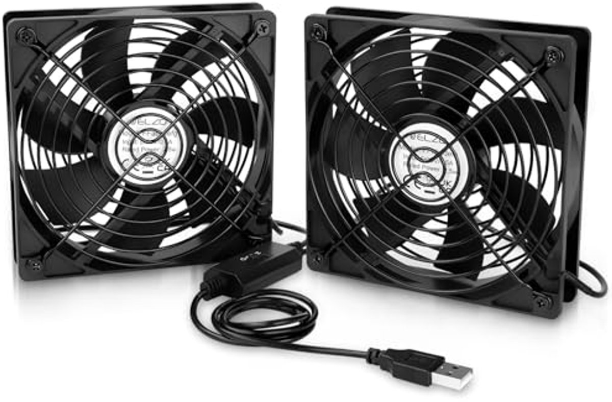 USB Ventilator 120 mm - Mini Tafelventilator met 3 Snelheden, Stil en Compact voor PC, TV en Router