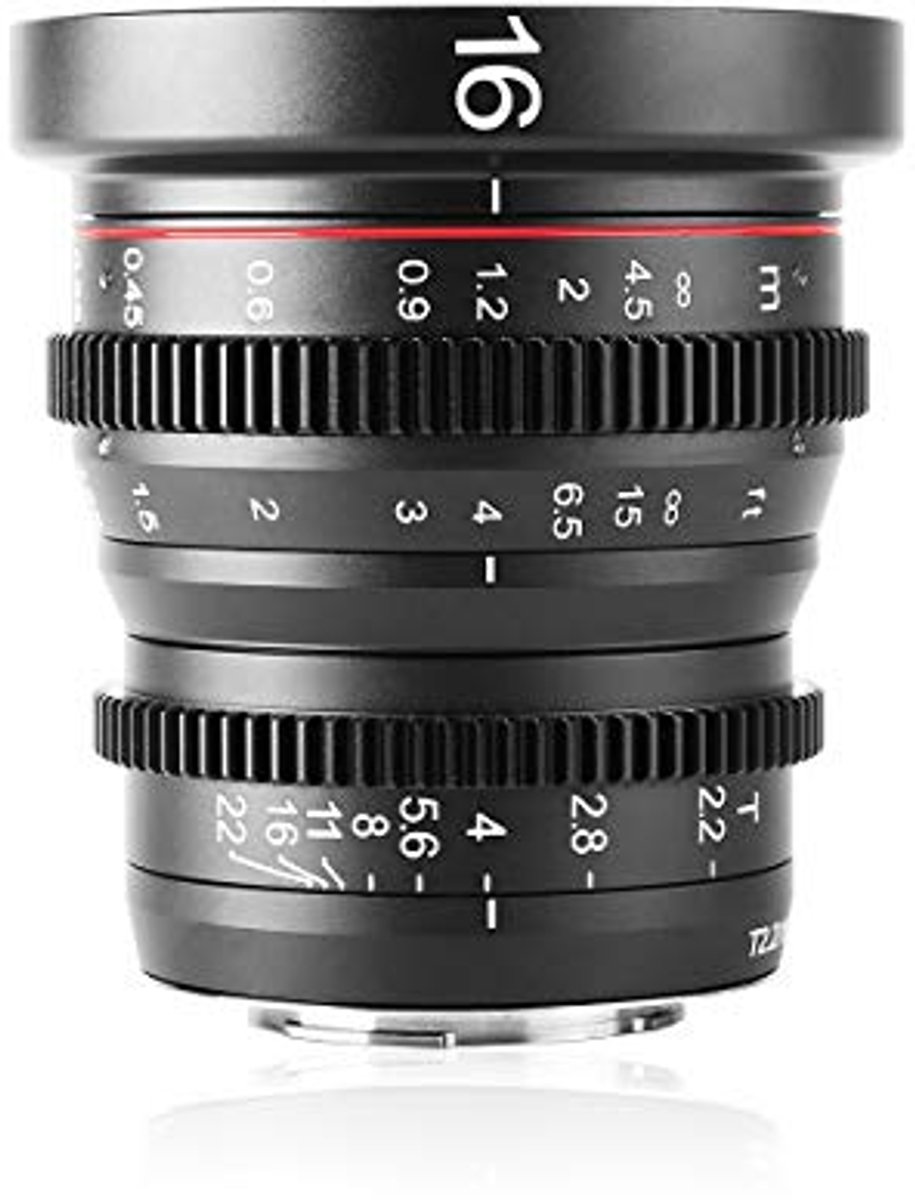 16mm T2.2 Handmatige Focus Groothoek Vaste Prime Cinema Lens voor Micro Four Thirds Camera's