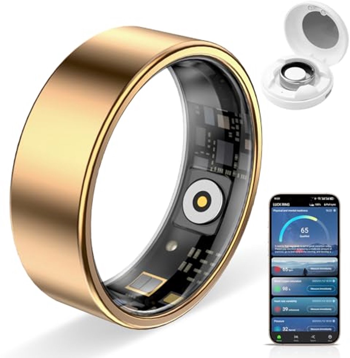 Smart Ring - Slaap- en Fitnesstracker, Waterdicht, 7 Dagen Batterijduur, Roestvrij Staal