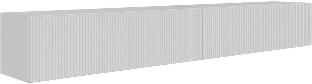 Selsey Veldio – Hangend TV-meubel met geribbelde fronten, 200 cm, wit