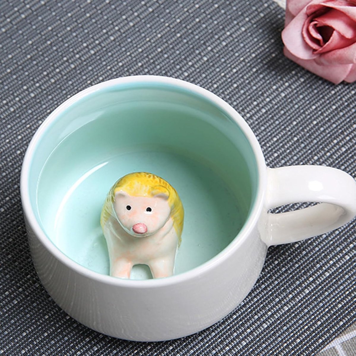 Hedgehog Mok Gift - Grappige Koffiemok - 3D Dierenmok - Keramisch - Schattige 350ml Theemok met Lepel & Onderzetter - Kerst Koffie Thee Mok - Schattig Verjaardagscadeau voor Vriendin Vrienden Mannen Vrouwen — cadeau in Cadeau-ideeën - foto 2