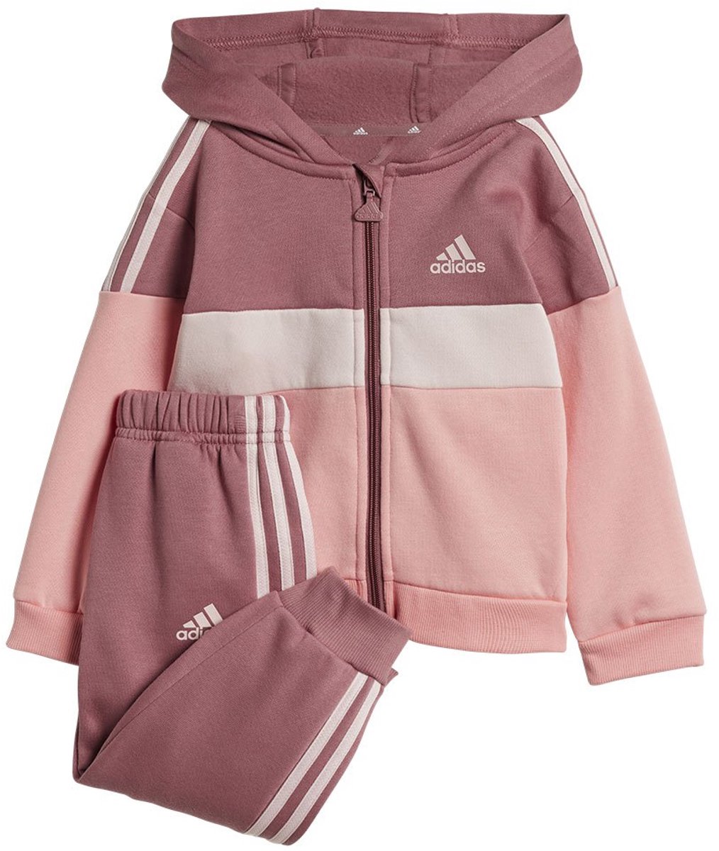 Adidas Tiberio 3 Stripes Colorblock Fleece Trainingspak 0-3 Months Kinderen Roze