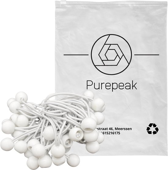 Purepeak Spanelastiek Set 50 Stuks - Wit - Tentspanner - Spanrubbers - Elastiek Koord - 11-21 cm Rekbaarheid van Merkloos — afbeelding 4