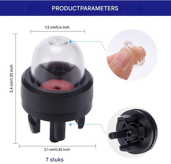 EXCITAT Universele Snap-On Primer Ball - Carburateur Primer Pomp - Brandstofbal - voor Kettingzagen, Bladblazers, Trimmers, Bosmaaiers, Grasmaaiers - 5 pack van EXCITAT — afbeelding 2