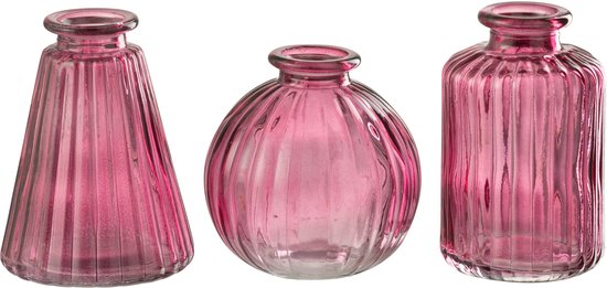 J-Line Vase Tola Verre Fuchsia Assortiment De 3
