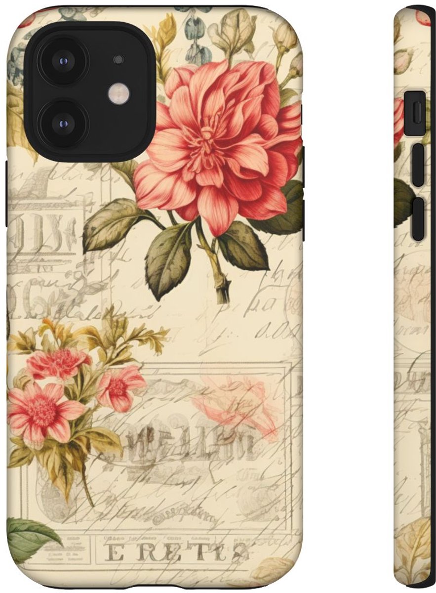 Vintage Bloemenpatroon met Vlinders – Telefoonhoesje Geschikt voor iPhone 12