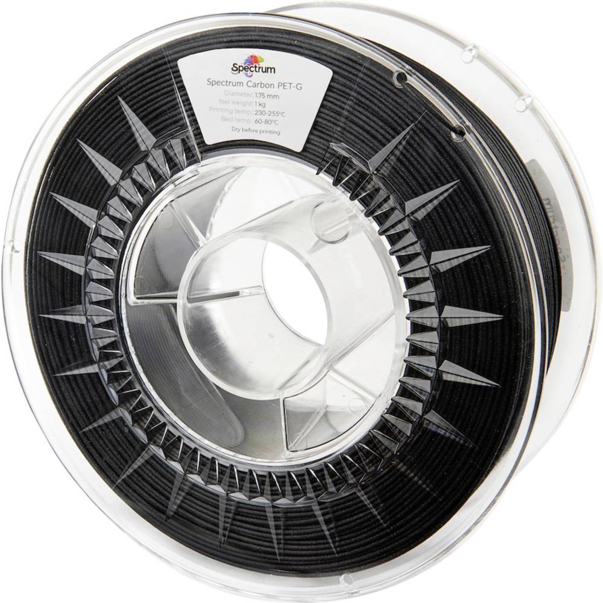 Spectrum Filaments 80468 PET-G Carbon Filament PETG Compound Koolstofvezelversterkt, Mat 1.75 mm 1000 g Zwart, Carbon 1