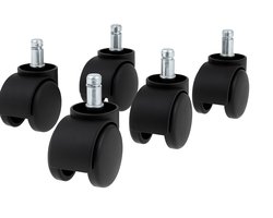 Set van 5 Universele Bureaustoelwielen – 50 mm – Met Click-On Systeem – Voor Alle Vloeren – 250 kg Belastbaar