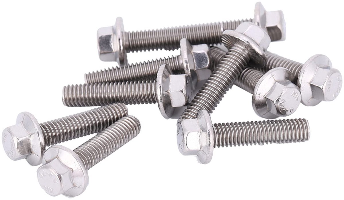 M6 Flensbout - Hex Hoofd Schroef - Rvs 304 - Set van 10 Stuks