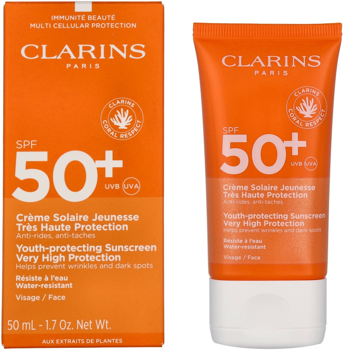 Clarins Dry Touch Facial Sun Care zonnebrand - UVA/UVB 50+ - 50 ml