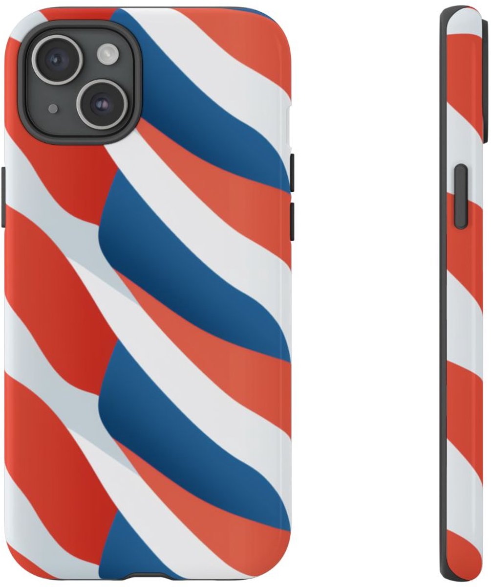 Minimalistisch Frans Vlagpatroon – Telefoonhoesje Geschikt voor iPhone 15 Plus