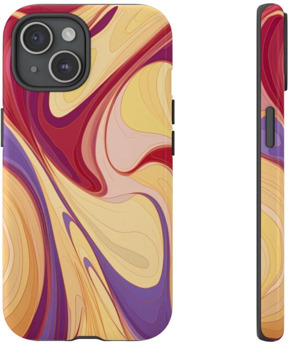 Abstracte Gedraaide Marmerlook – Telefoonhoesje Geschikt voor iPhone 15