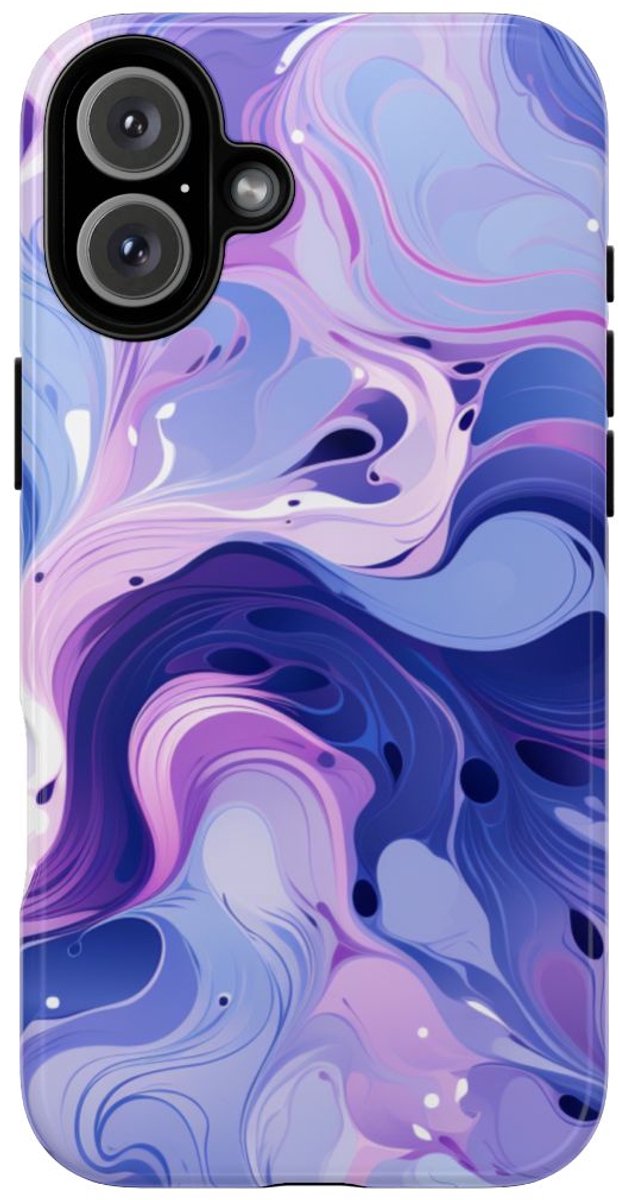 Paarse en Blauwe Abstracte Krullen – Telefoonhoesje Geschikt voor iPhone 16 Plus