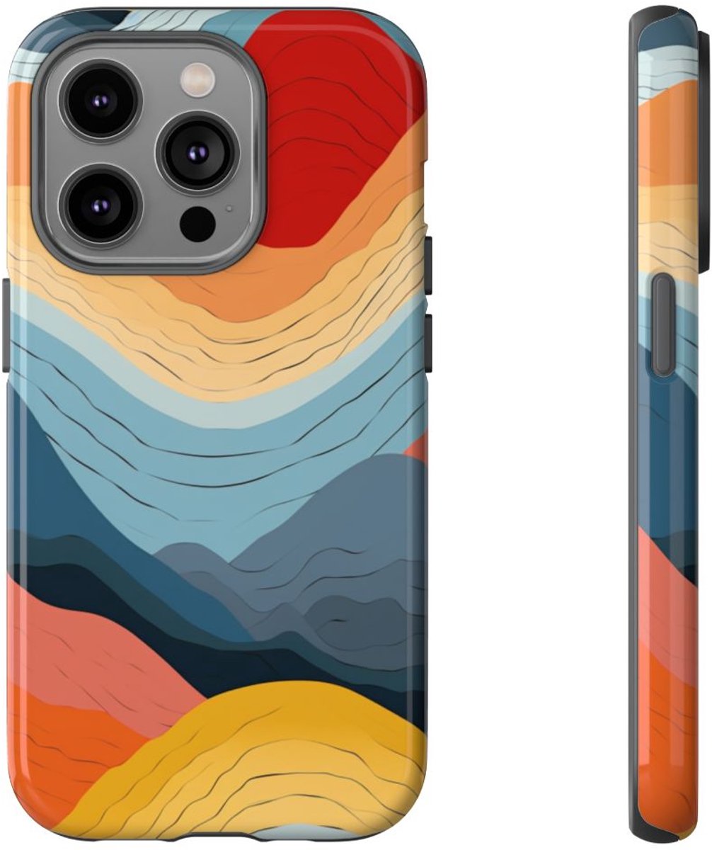 Abstracte Kleurrijke Bergen – Telefoonhoesje Geschikt voor iPhone 14 Pro