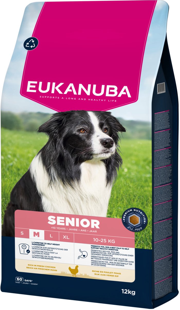 Eukanuba Life Care Dog Senior Medium Hondenvoer Chicken 12 kg
