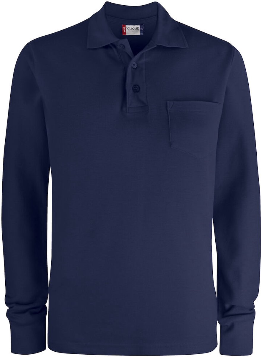 Clique Basic Polo Pocket L/S 028235 - Dark Navy - M