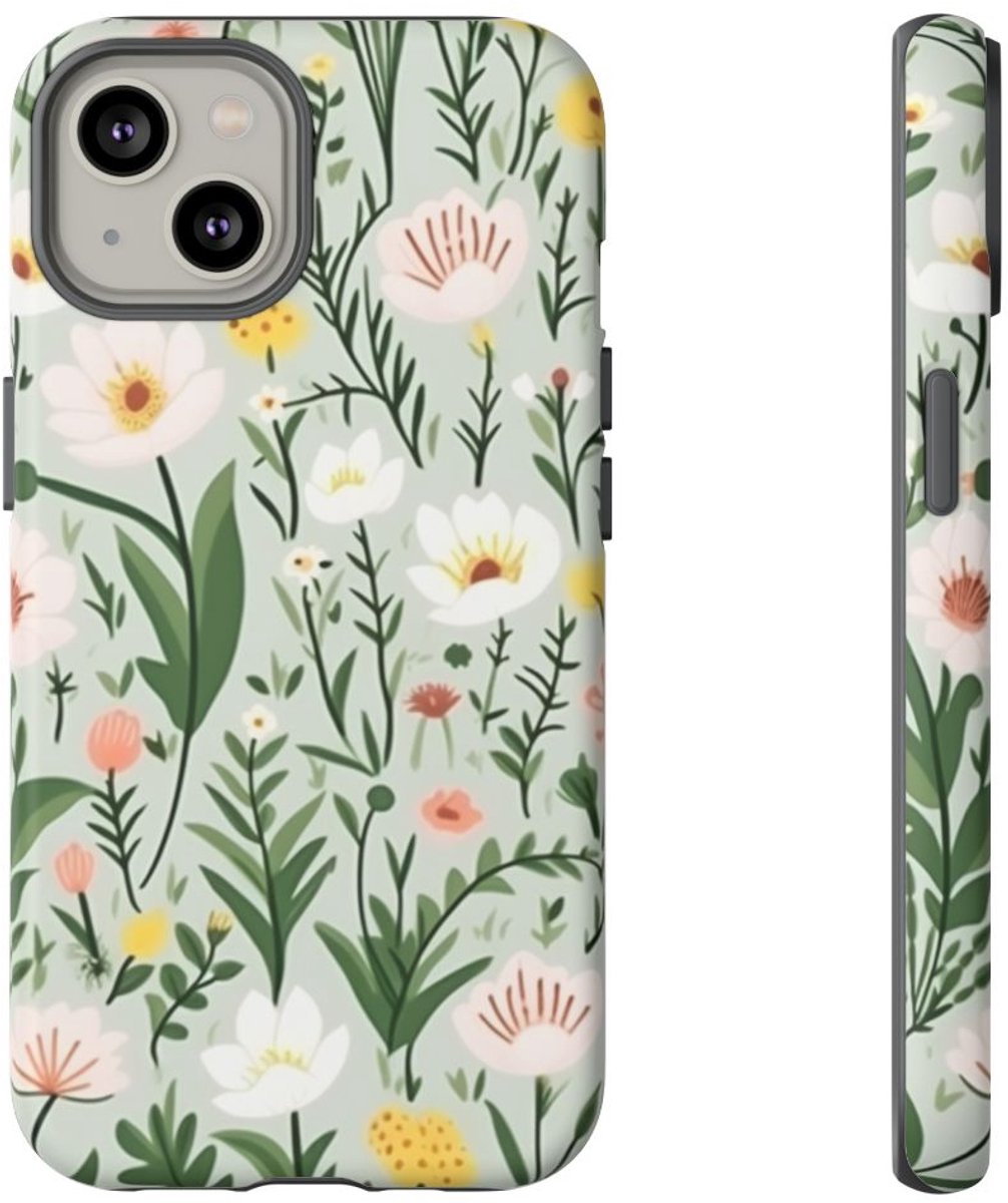 Weelderig Bloemenweidepatroon – Telefoonhoesje Geschikt voor iPhone 14