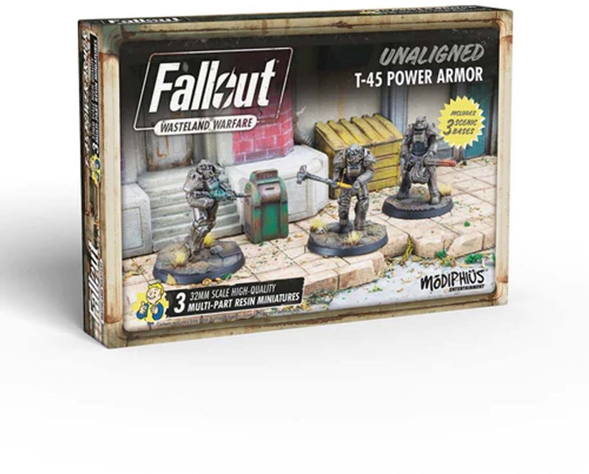 Fallout: Wasteland Warfare - Unaligned: T-45 Power Armour - Uitbreiding - Modiphius Entertainment - Ongeschilderd