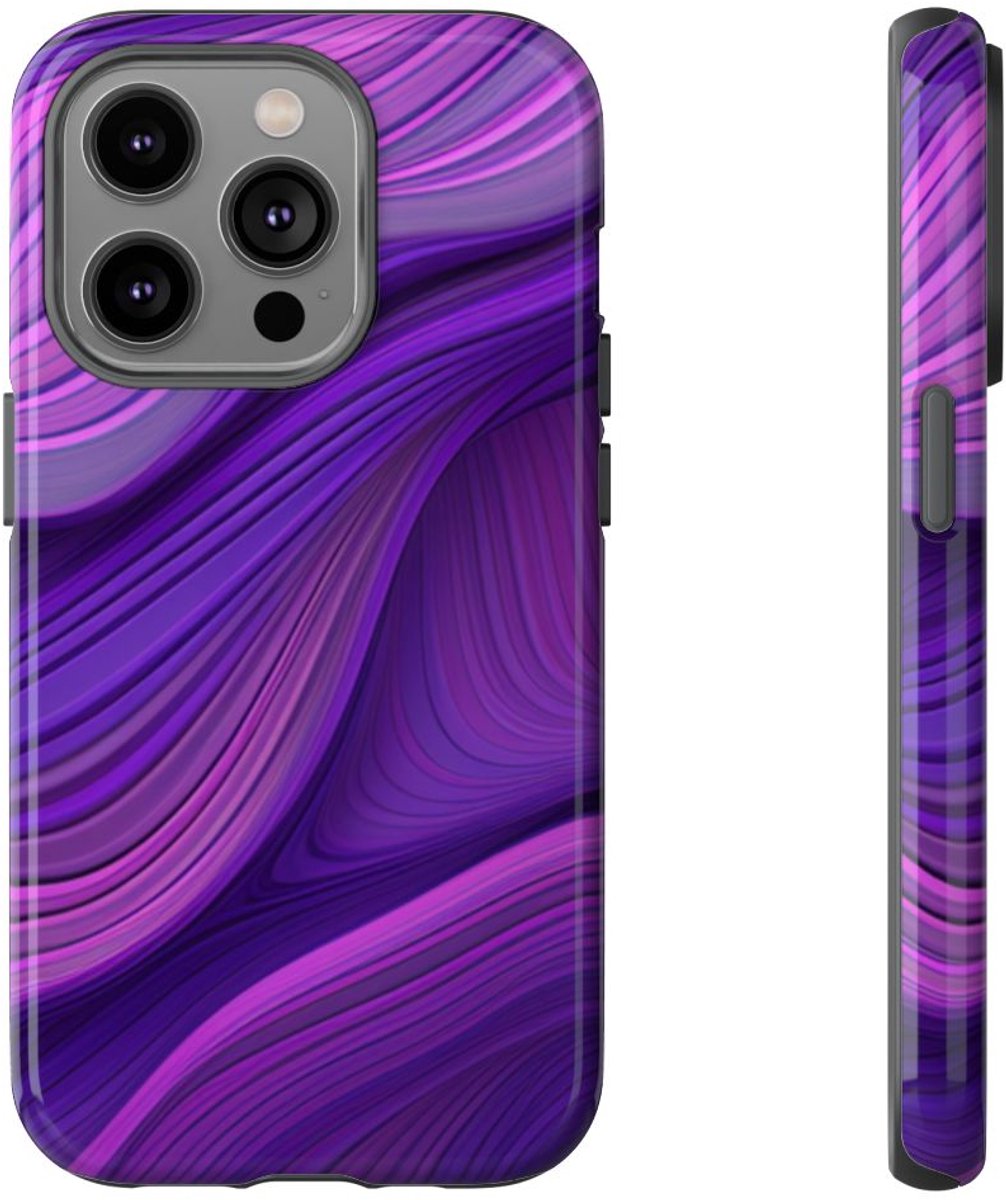 Paars Golvend Patroon – Telefoonhoesje Geschikt voor iPhone 14 Pro