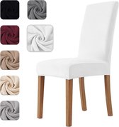 Eetkamerstoelhoezen 4-pack stretch fluwelen materiaal, universele elastische verstelbare stoelhoes, superzacht en comfortabel, krasvrij wit