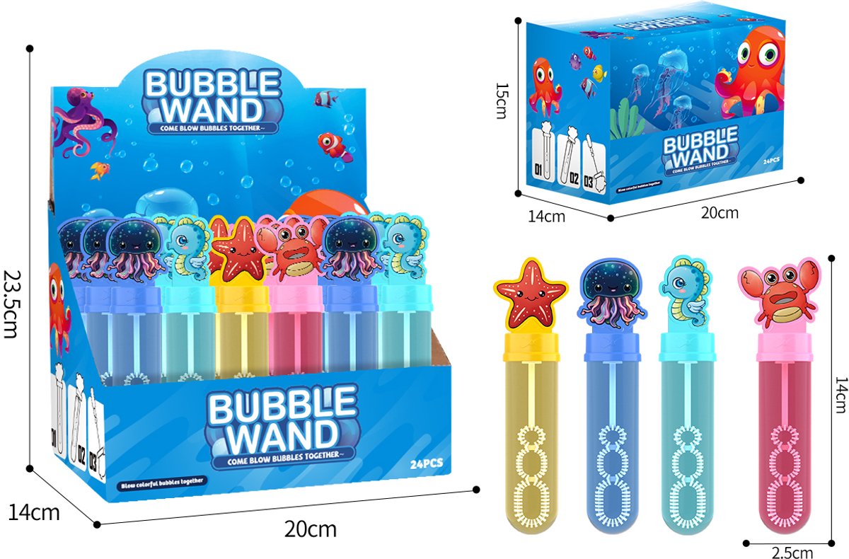 Duckiez Sea Animal Bubble Stick Mini - 24 stuks