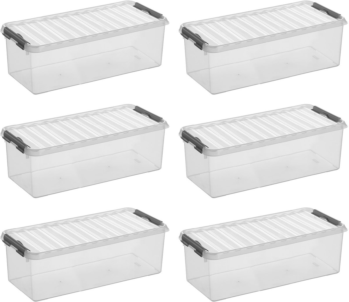 Sunware Q-Line opbergbox 9.5L - Set van 6 - Transparant/Metaal
