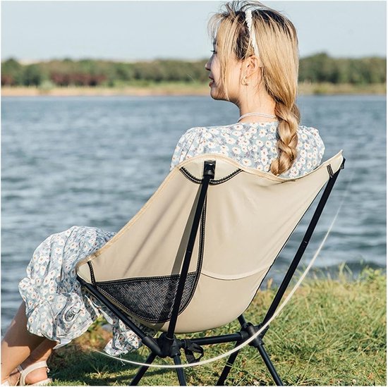 SMH LINE® Campingstoel - Strandstoel - 120kg - Campingstoel opvouwbaar - Vouwstoel - Visstoel - Beige — afbeelding 3