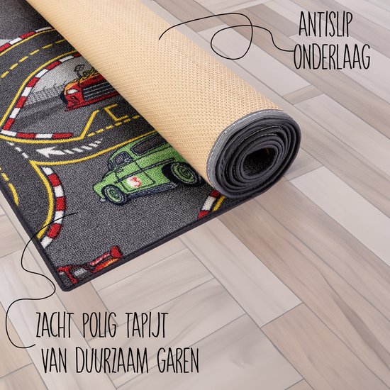 Carpet Studio Racer Speelkleed - Speelmat 95x200cm - Vloerkleed Kinderkamer - Anti-slip Speeltapijt - Verkeerskleed - Zwart van Carpet Studio — afbeelding 3