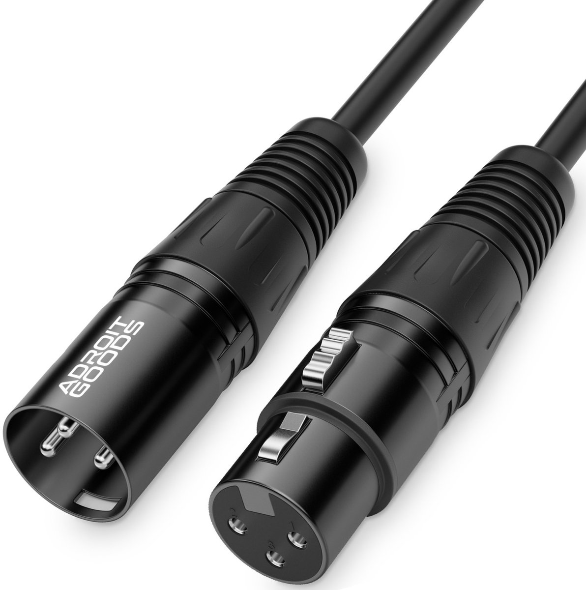 AdroitGoods XLR microfoonkabel (male–female) – Gebalanceerd – Vergulde connectors – 2m