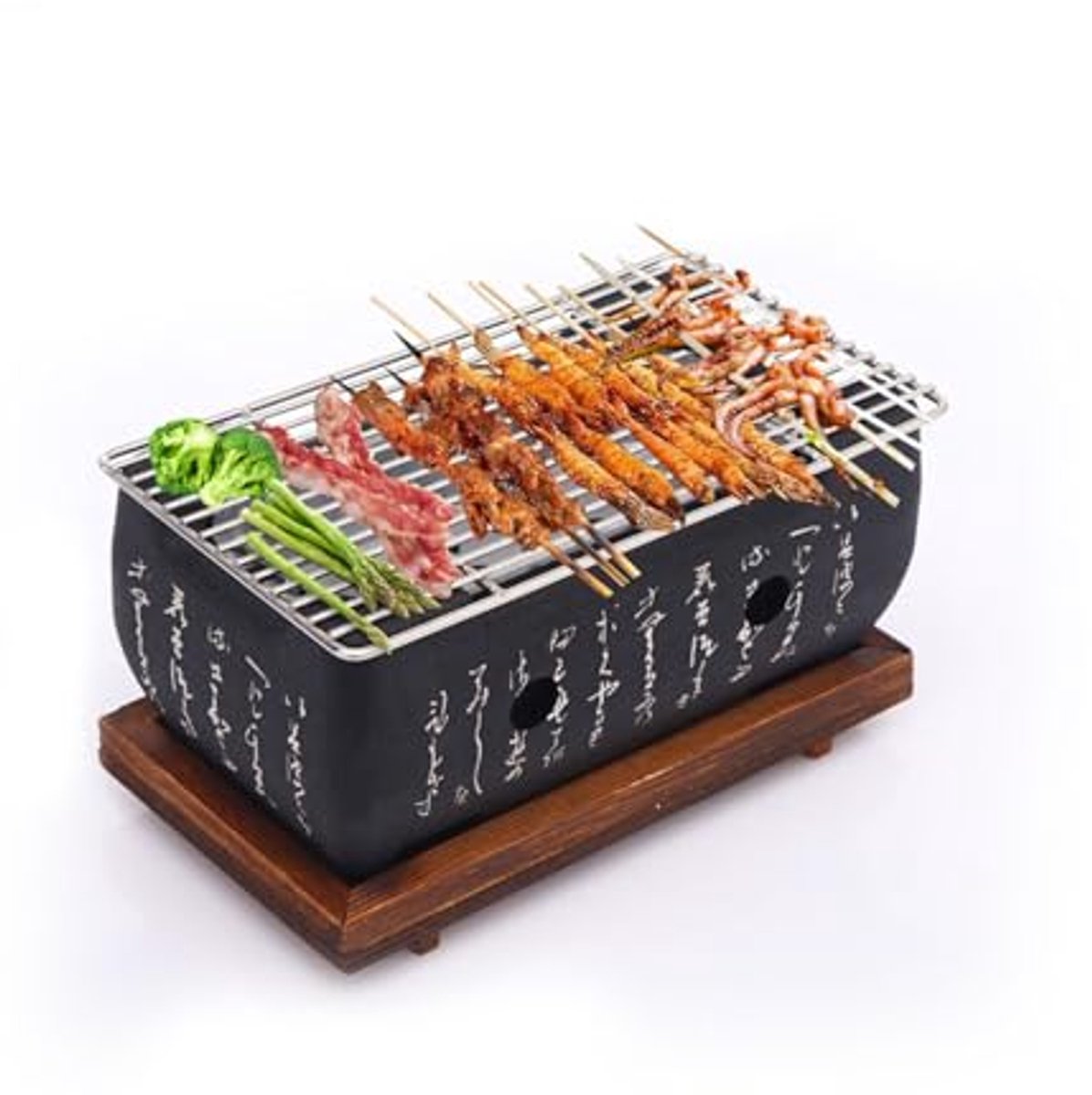 Mini Houtskool BBQ Grill 24 x 12 cm - Draagbare Tafelgrill voor Yakiniku en Takoyaki