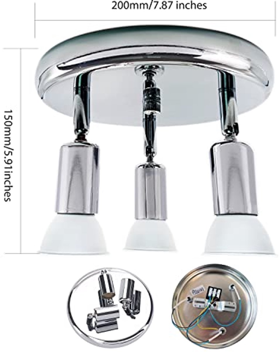 Draaibare LED Plafondlamp 3-kops Warm Wit 3000K - Verstelbare Plafondverlichting voor Modern Interieur