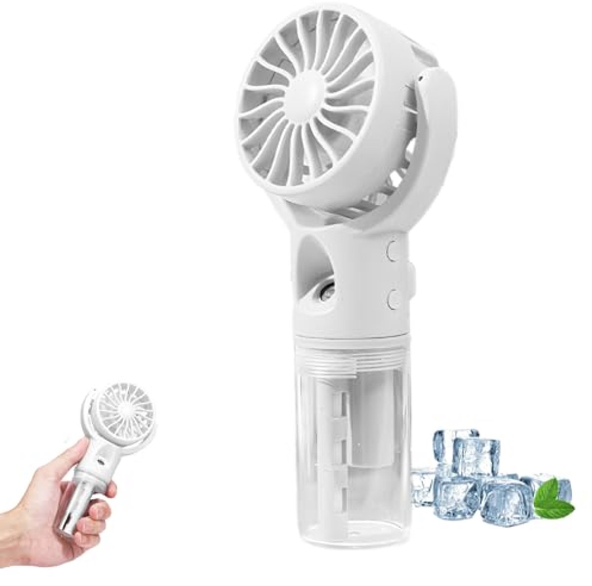 Draagbare handventilator met waternevelspray - USB-oplaadbaar met 4 snelheden voor persoonlijk gebruik