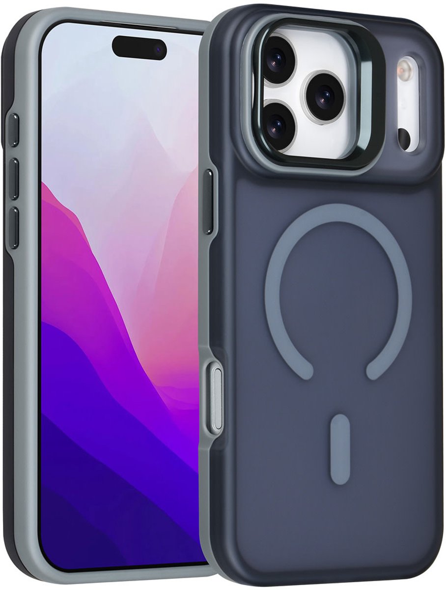TUNIQ Back cover voor iPhone 17 Pro Max - MagSafe - Met Camera Stand - Grijs