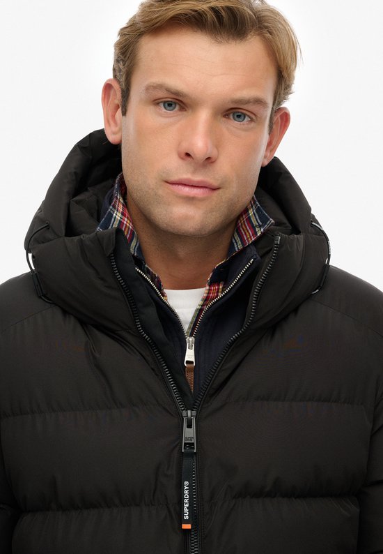 Superdry Pufferjas Hooded Zwart - Maat M - Heren - Gewatteerde jassen