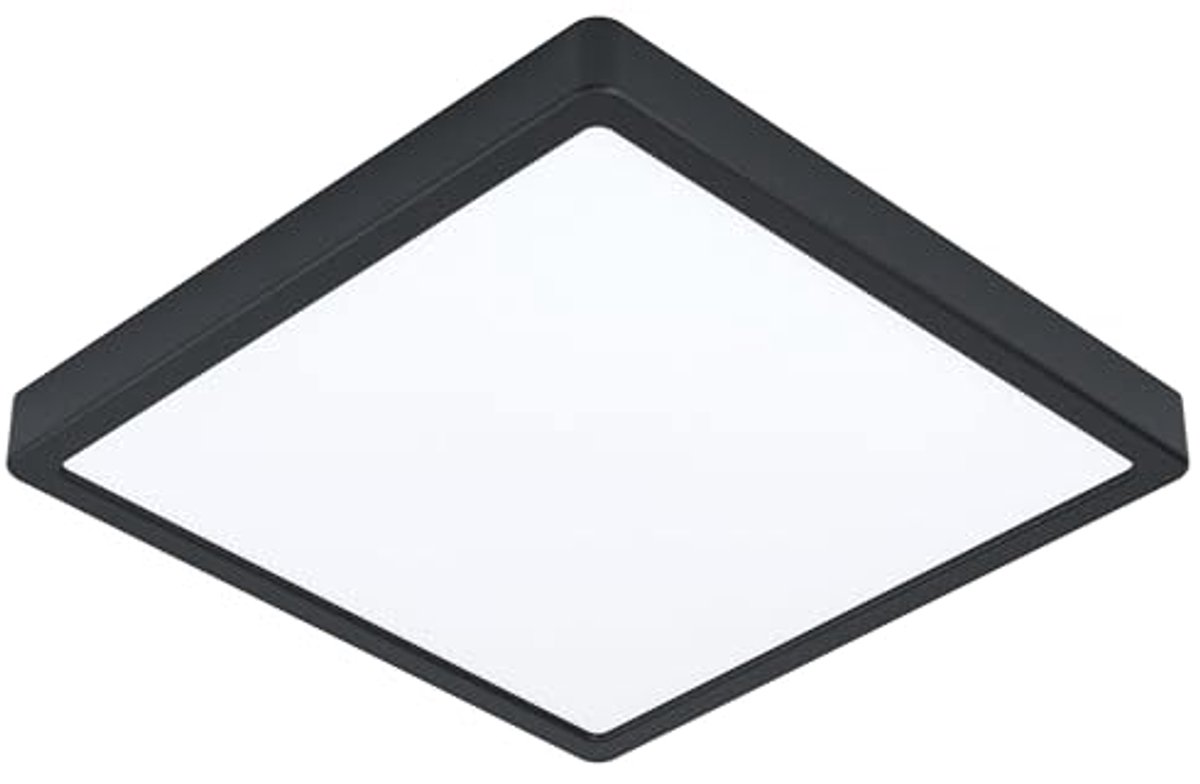 LED Plafondlamp voor Badkamer - Modern Zwart Metaal met Wit Kunststof Lichtvlak, IP44
