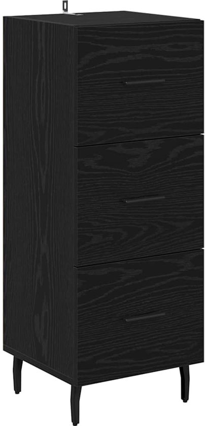 vidaXL Dressoir met lade Zwart Eiken 70 x 30 x 80 cm Bewerkt - Kasten | Dressoirs